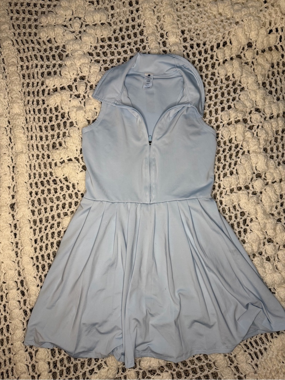 Yogalicious Light Blue Sleeveless Zip-Front Skater Dress